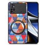 For Xiaomi Poco X4 Pro 5G Colored Drawing Leather Skin Magnetic Back Cover Phone Case(Rhombus Mandala)