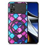 For Xiaomi Poco X4 Pro 5G Colored Drawing Leather Skin Magnetic Back Cover Phone Case(Purple Scales)