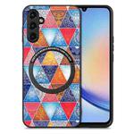 For Samsung Galaxy A34 5G Colored Drawing Leather Skin Magnetic Back Cover Phone Case(Rhombus Mandala)