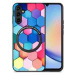 For Samsung Galaxy A34 5G Colored Drawing Leather Skin Magnetic Back Cover Phone Case(Colorful Cube)