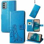 For Nokia G22  Four-leaf Clasp Embossed Buckle Leather Phone Case(Blue)