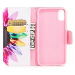 Colored Drawing Pattern Horizontal Flip Leather Case with Holder & Card Slots & Wallet For iPhone X / XS (Sunflower)