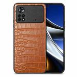 For Xiaomi Poco X4 Pro 5G Crocodile Grain Leather Back Cover Phone Case(Brown)