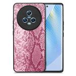 For Honor Magic5 Snakeskin Leather Back Cover Phone Case(Pink)