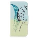 Colored Drawing Pattern Horizontal Flip Leather Case for Iphone  7Plus&8Plus,with Holder & Card Slots & Wallet(Feather Bird)
