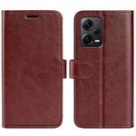 For Xiaomi Redmi Note 12 Pro+ Global R64 Texture Horizontal Flip Leather Phone Case(Brown)