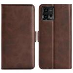 For Motorola Moto G72 Dual-side Magnetic Buckle Horizontal Flip Leather Phone Case(Brown)