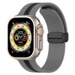 Magnetic Clasp Two-Color Silicone Watch Band For Apple Watch Ultra 49mm(Grey+Black)