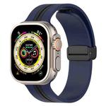 Magnetic Clasp Two-Color Silicone Watch Band For Apple Watch Ultra 49mm(Midnight Blue + Black)