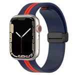 Magnetic Clasp Two-Color Silicone Watch Band For Apple Watch Series 8&7 45mm / SE 2&6&SE&5&4 44mm / 3&2&1 42mm(Midnight Blue +Red)