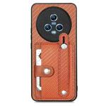 For Honor Magic5 Wristband Kickstand Card Wallet Back Cover Phone Case with Tool Knife(Brown)