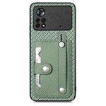 For Xiaomi Poco X4 Pro 5G Wristband Kickstand Card Wallet Back Cover Phone Case with Tool Knife(Green)