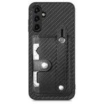 For Samsung Galaxy A34 5G Wristband Kickstand Card Wallet Back Cover Phone Case with Tool Knife(Black)