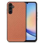 For Samsung Galaxy A34 5G Carbon Fiber Texture Leather Back Cover Phone Case(Brown)
