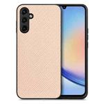 For Samsung Galaxy A34 5G Carbon Fiber Texture Leather Back Cover Phone Case(Khaki)