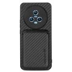 For Honor Magic5 Carbon Fiber Leather Card Magsafe Magnetic Phone Case(Black)