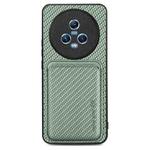 For Honor Magic5 Carbon Fiber Leather Card Magsafe Magnetic Phone Case(Green)