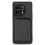 For OnePlus 11 Carbon Fiber Leather Card Magsafe Magnetic Phone Case(Black)