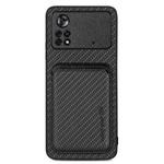For Xiaomi Poco X4 Pro 5G Carbon Fiber Leather Card Magsafe Magnetic Phone Case(Black)