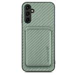 For Samsung Galaxy A34 5G Carbon Fiber Leather Card Magsafe Magnetic Phone Case(Green)