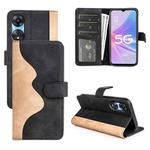 For OPPO A58 Stitching Horizontal Flip Leather Phone Case(Black)