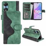 For OPPO A58 Stitching Horizontal Flip Leather Phone Case(Green)