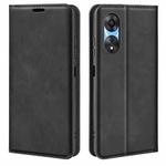 For OPPO A58 Retro-skin Magnetic Suction Leather Phone Case(Black)