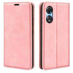 For OPPO A58 Retro-skin Magnetic Suction Leather Phone Case(Pink)