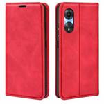 For OPPO A58 Retro-skin Magnetic Suction Leather Phone Case(Red)
