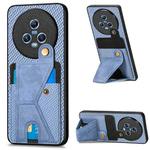 For Honor Magic5 Carbon Fiber Wallet Flip Card K-shaped Holder Phone Case(Blue)