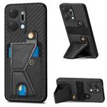 For Honor X7A Carbon Fiber Wallet Flip Card K-shaped Holder Phone Case(Black)