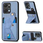 For Honor X7A Carbon Fiber Wallet Flip Card K-shaped Holder Phone Case(Blue)