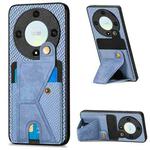 For Honor X9A Carbon Fiber Wallet Flip Card K-shaped Holder Phone Case(Blue)