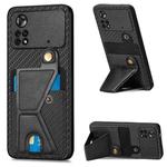 For Xiaomi Poco X4 Pro 5G Carbon Fiber Wallet Flip Card K-shaped Holder Phone Case(Black)