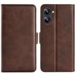 For Realme 10 4G Dual-side Magnetic Buckle Horizontal Flip Leather Phone Case(Brown)