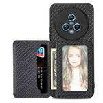 For Honor Magic5 Carbon Fiber Magnetic Card Wallet Bag Phone Case(Black)
