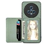 For Honor Magic5 Carbon Fiber Magnetic Card Wallet Bag Phone Case(Green)
