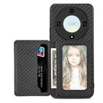For Honor X9A Carbon Fiber Magnetic Card Wallet Bag Phone Case(Black)