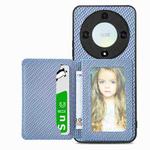 For Honor X9A Carbon Fiber Magnetic Card Wallet Bag Phone Case(Blue)