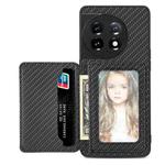 For OnePlus 11 5G Carbon Fiber Magnetic Card Wallet Bag Phone Case(Black)