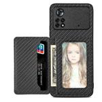 For Xiaomi Poco X4 Pro 5G Carbon Fiber Magnetic Card Wallet Bag Phone Case(Black)