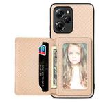 For Xiaomi Poco X5 Pro 5G Carbon Fiber Magnetic Card Wallet Bag Phone Case(Khaki)
