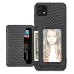 For Samsung Galaxy A22 5G Carbon Fiber Magnetic Card Wallet Bag Phone Case(Black)