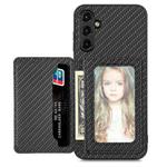 For Samsung Galaxy A34 5G Carbon Fiber Magnetic Card Wallet Bag Phone Case(Black)