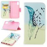 For iPhone SE 2022 / SE 2020 / 8 / 7 Colored Drawing Pattern Horizontal Flip Leather Case with Holder & Card Slots & Wallet(Feather Bird)