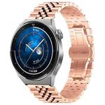 For Huawei Watch GT3 Pro 46mm Five Bull Half Round Stainless Steel Watch Band + Strap Removal Tool(Rose Gold)