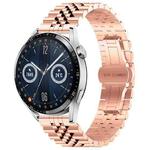 For Huawei Watch GT3 46mm Five Bull Half Round Stainless Steel Watch Band + Strap Removal Tool(Rose Gold)