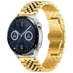 For Huawei Watch GT3 46mm Five Bull Half Round Stainless Steel Watch Band + Strap Removal Tool(Gold)