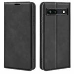For Google Pixel 7a Retro-skin Magnetic Suction Leather Phone Case(Black)