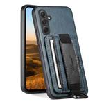 For Samsung Galaxy A54 5G Suteni H13 Card Wallet Wrist Strap Holder PU Phone Case(Blue)